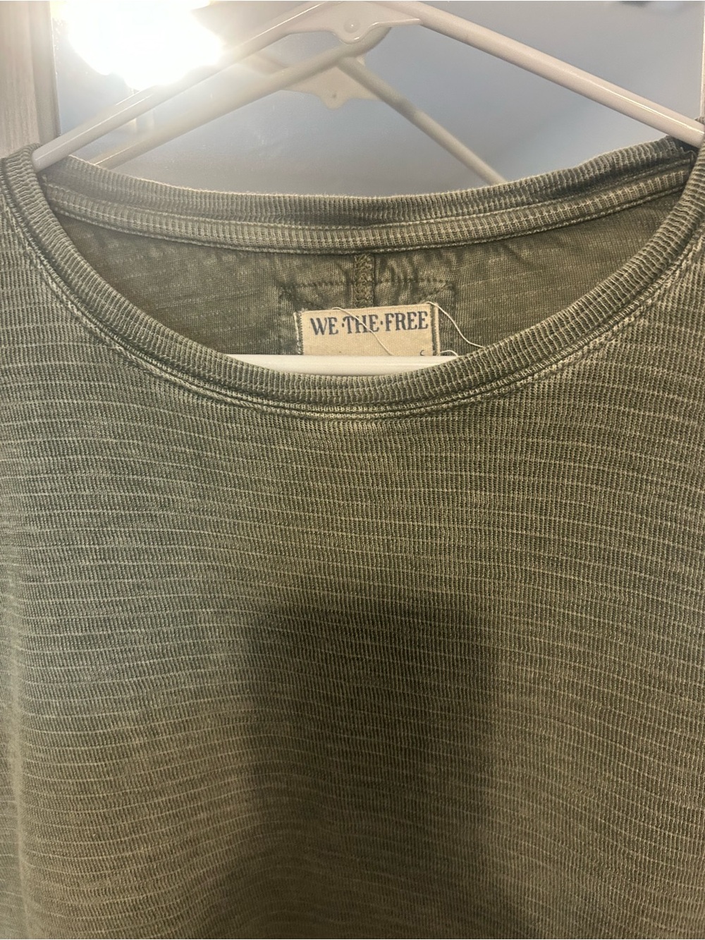 We The Free Olive Long Sleeve Ribbed Crew Top - Picture 2 of 3